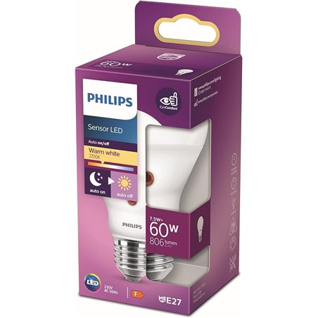 Philips - Bombilla LED D2D 60W estándar E27 luz blanca cálida, mate, no regulable
