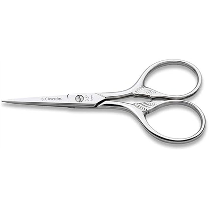 3 Claveles Tijera de Bordar Cuerno de la Abundancia, 3.5", Acero Carbono, Gris, 9 cm (4")