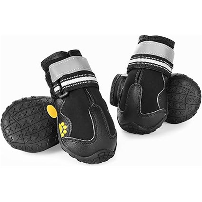 Faankiton 4 Piezas Botas para Perros, Zapatos Impermeables para Perros con Correas Reflectantes y Suela Antideslizante para Perr