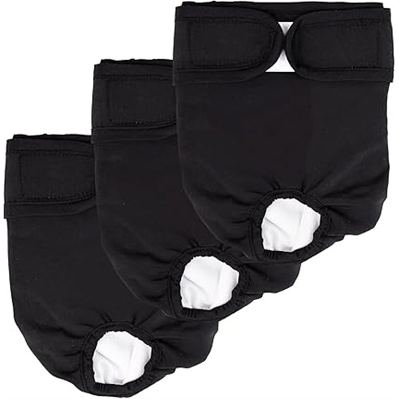 LATRAT Pañales reutilizables para perros de 3 piezas, color negro, talla XL