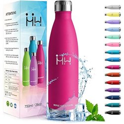 HoneyHolly Botella agua Acero Inoxidable, Botella Termica - 750ml sin BPA, Botella de Agua Deportiva, Doble Pared al Vacío a Pru