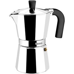 Monix Vitro Express Cafetera de aluminio 3 tazas, apta para todo tipo de cocinas excepto inducción