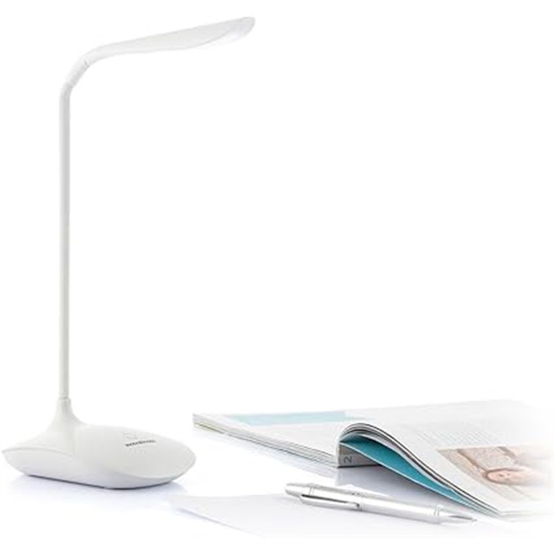 InnovaGoods® Lámpara LED de mesa Lum2go con 3 niveles de intensidad, luz blanca y luz cálida, ideal para mesita de noche, escrit