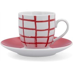 Quid Kansas Set 6 Tazas Con Plato Porcelana Apto Microondas