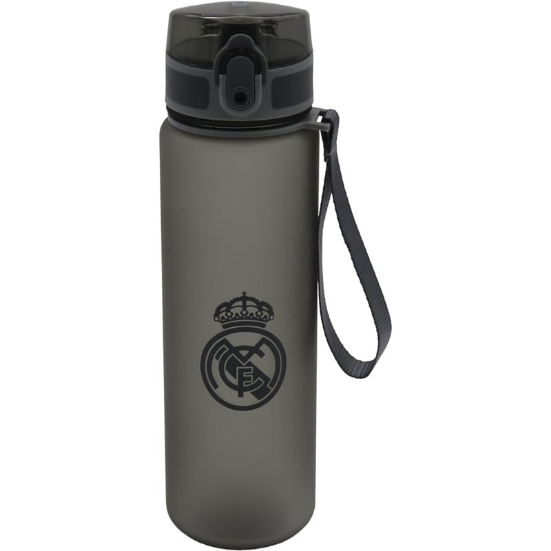 CYPBRANDS Real Madrid, Botella, Botella de Agua, Botella Deportiva, Bidón, Cantimplora, Color Negro, Producto Oficial