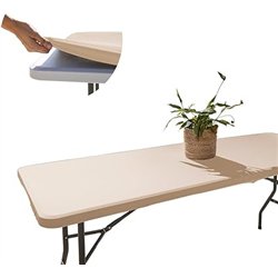 Glop Mantel Mesa Rectangular 182x76, Tela Beige Elástico, Ajustable, Repelente al Agua, Antiarrugas, Ideal para Exterior, Jardín
