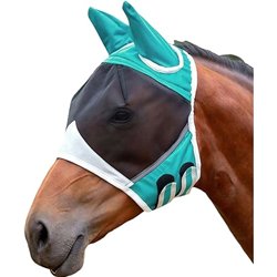 MUNSKT Máscara de mosca para caballo, transpirable, elástica, gran espacio para los ojos, mosquitos, insectos, máscara con oreja