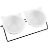 QWORK® Cuencos elevados para Gatos con Soporte Inclinado de 15°, Cuencos de cerámica para Gatos de 300 ml, protección para el Cu
