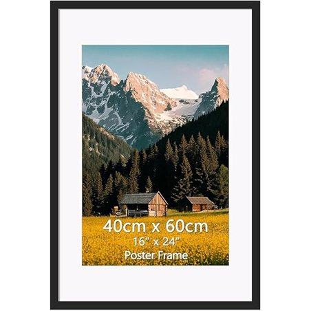 EYMPEU Marco de Fotos 40x60 de Aluminio Negro para Fotos de 30x45 cm con Paspartú o 40x60 cm sin Paspartú, Apto para Colgar en l