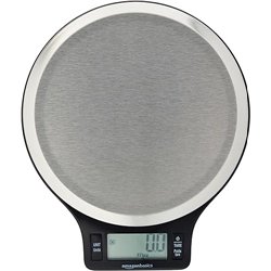 Amazon Basics Báscula de Cocina Digital con Pantalla LCD, sin bisfenol A (BPA), de Acero Inoxidable (Pilas Incluidas), Pesa hast