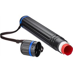 Relaxdays Portaplanos Extensible hasta A0, Tubo para Guardar Láminas, Carteles, Planos 64-100cm, Plástico, Negro/Azul