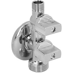 WOLFPACK LINEA PROFESIONAL Llave De Escuadra Doble Salida 3/4" y 3/8". Entrada De 1/2". Llave De Paso Doble, Llave Angular Doble