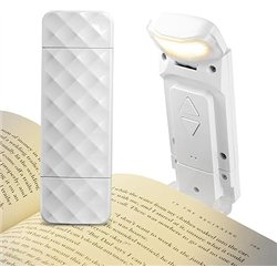 AiQInu Luz Lectura Libros Pinza, Lampara de Lectura USB Recargable, 3 Colores y 5 Brillos, Luz Lectura Recargable, Luz de Libro 