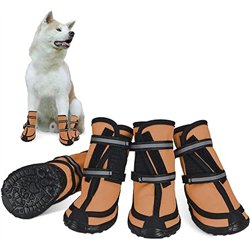 Dociote Zapatos para Perros, 4Pcs Antideslizante Botas con Correas Resistente, Impermeables Protectores de Patas para Perros Med
