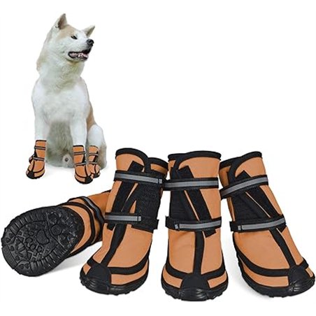 Dociote Zapatos para Perros, 4Pcs Antideslizante Botas con Correas Resistente, Impermeables Protectores de Patas para Perros Med