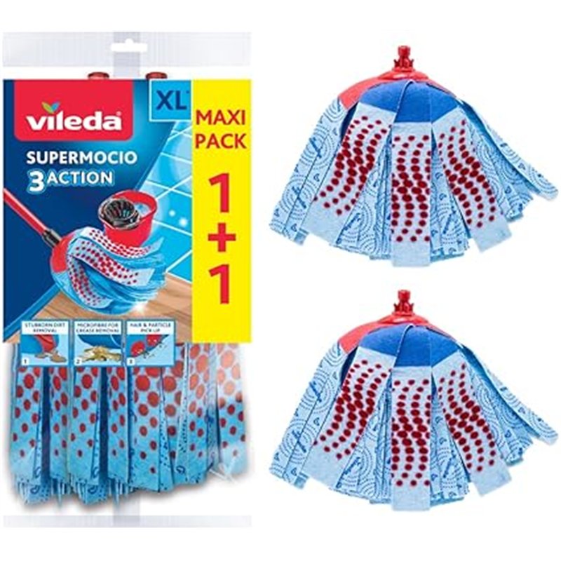 Vileda 122615 SuperMocio Action - Pack de recambio para la fregona Vileda SuperMocio