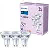 Philips - Bombilla tipo foco 4.6W (Eq. 50W) 390 lúmenes, casquillo GU10, Luz Blanca Fría (4000k) - Pack 3 Bombillas