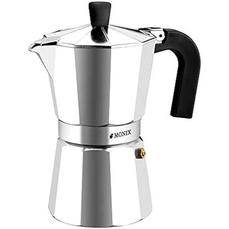 Monix Vitro Express Cafetera de aluminio 6 tazas, apta para todo tipo de cocinas excepto inducción