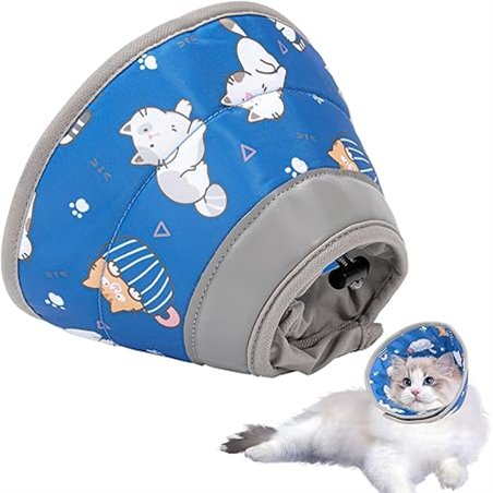 Collar Isabelino Gatos Ajustable,Suave Collar Recuperación Gato para Después de la Cirugía y Lesiones,Collar Isabelino Perro Peq