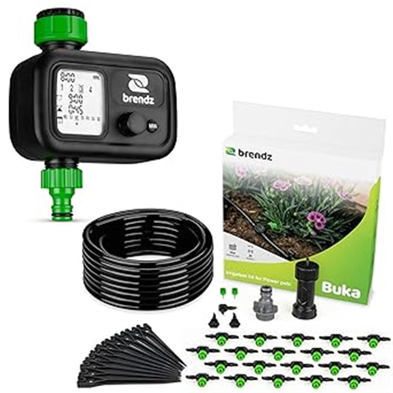 Brendz Valera & Buka - Sistema de Riego Fácil de Configurar, Hasta 4 Programas, Pantalla LCD, Ordenador de Riego Automático para