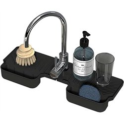 KYSUN Protector de Salpicaduras para Grifos, Alfombrilla para Fregadero de Silicona, Soporte de Esponja y Protector de Encimera,