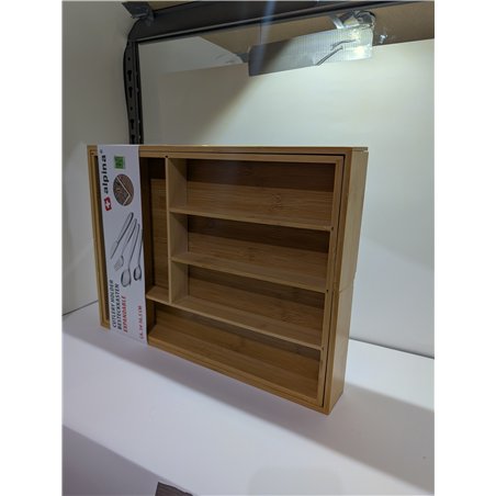 alpina Organizador Cajones - Cubertos para Cajon Cocina Extensible 46x34-56,5x6 cm - Caja Organizadora para Utensilios hasta 8 C