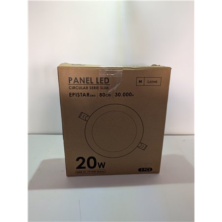 M Ledme - Pack 2, Downlight LED 220mm 20W, 2000 lúmenes, Panel Redondo Extraplano, Color Luz fría (6000k), Corte estándar 205 mm