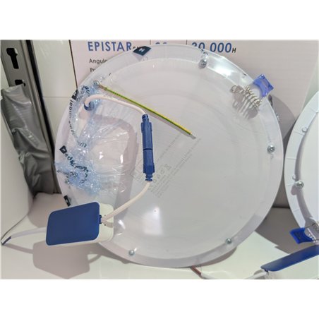 M Ledme - Pack 2, Downlight LED 220mm 20W, 2000 lúmenes, Panel Redondo Extraplano, Color Luz fría (6000k), Corte estándar 205 mm