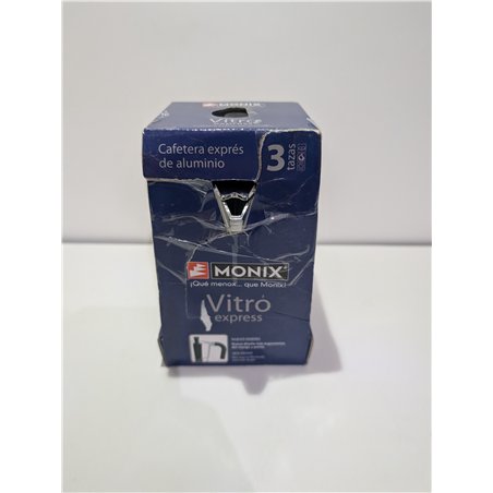 Monix Vitro Express Cafetera de aluminio 3 tazas, apta para todo tipo de cocinas excepto inducción