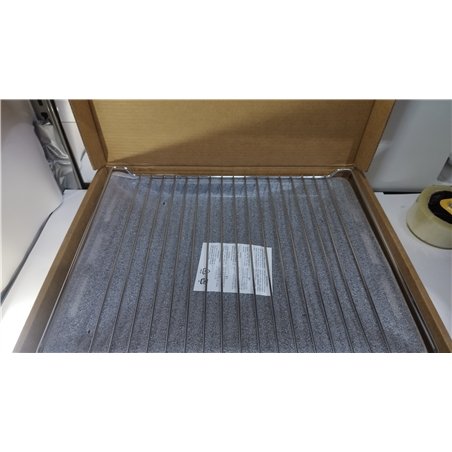 ICQN Juego de bandejas horno y rejillas horno 460 x 375 x 30 mm | Bandeja de goteo esmaltada | Parrilla de horno cromada y bande