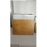 Relaxdays Juego de 2 Cajas Pack 2 Recipientes de Comida de Mascotas, con Tapa de Bambú y Cuchara, Contenedores Pienso, Blanco y 