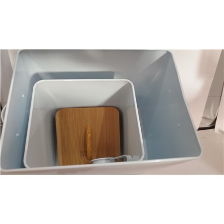 Relaxdays Juego de 2 Cajas Pack 2 Recipientes de Comida de Mascotas, con Tapa de Bambú y Cuchara, Contenedores Pienso, Blanco y 
