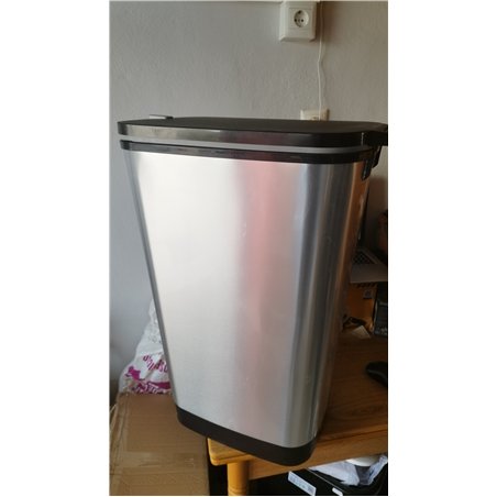 Curver - Cubo de basura Chic Bin con pedal antideslizante 45L, 44,5x 29x 60,5cm, acabado color acero, tapa y aro para bolsa