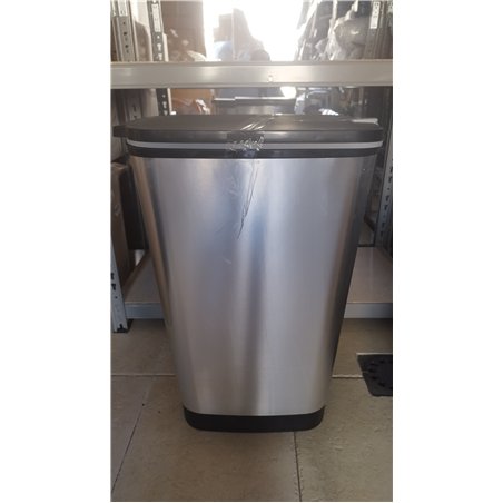 Curver - Cubo de basura Chic Bin con pedal antideslizante 45L, 44,5x 29x 60,5cm, acabado color acero, tapa y aro para bolsa