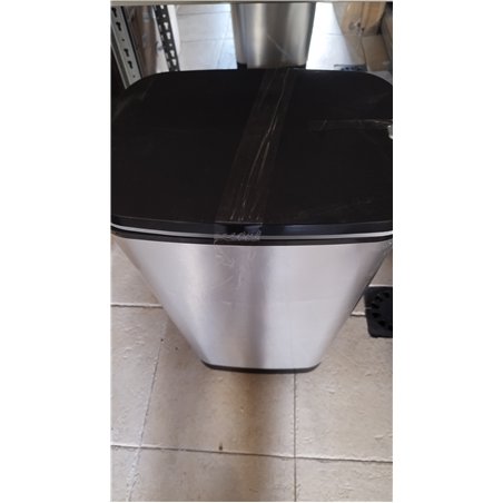 Curver - Cubo de basura Chic Bin con pedal antideslizante 45L, 44,5x 29x 60,5cm, acabado color acero, tapa y aro para bolsa