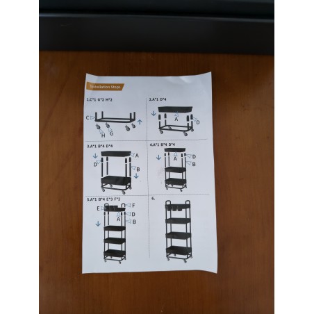 JIUYOTREE Carrito de Almacenamiento de plástico de 4 Niveles con Asas para Colgar adicionales, Ruedas bloqueables para Sala de E