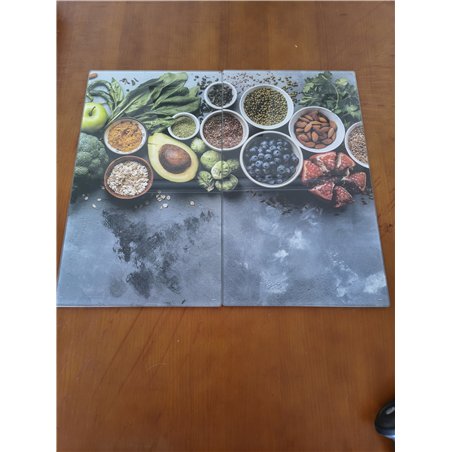 KESPER 3654313 - Tabla de cortar multifuncional de cristal (2 unidades), diseño de avocado. Cubierta de placa de cocina/tabla de