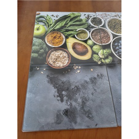 KESPER 3654313 - Tabla de cortar multifuncional de cristal (2 unidades), diseño de avocado. Cubierta de placa de cocina/tabla de