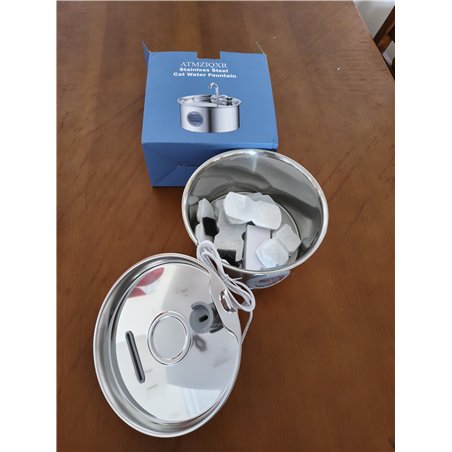 Fuente de Agua para Gatos Acero Inoxidable: Bebedero Gato Automatico Inox - 2.6L Fuente Gatos Agua Metalico con Ventana de Nivel