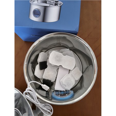 Fuente de Agua para Gatos Acero Inoxidable: Bebedero Gato Automatico Inox - 2.6L Fuente Gatos Agua Metalico con Ventana de Nivel