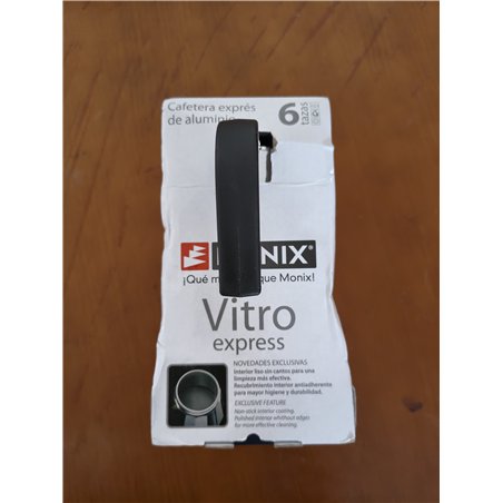 Monix Vitro Express Cafetera de aluminio 6 tazas, apta para todo tipo de cocinas excepto inducción