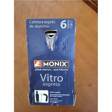 Monix Vitro Express Cafetera de aluminio 6 tazas, apta para todo tipo de cocinas excepto inducción