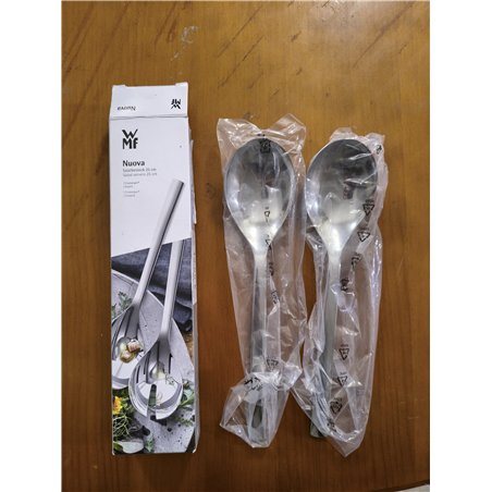 WMF Nuova - Cubiertos Ensalada 25 cm 2 Piezas , Acero Inoxidable Pulido Cromargan, Aptos para Lavavajillas