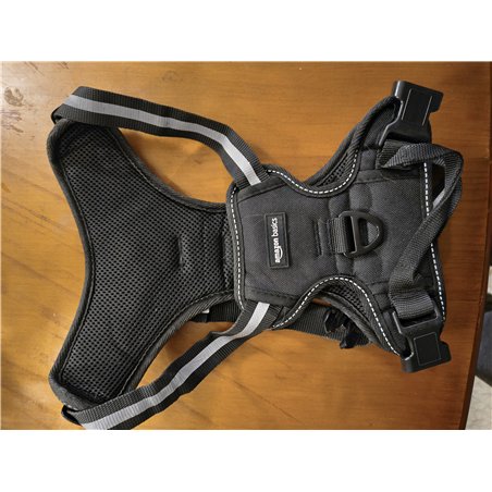 Amazon Basics Arnés para perro con diseño sin tirones, ajustable, suave, acolchado, chaleco, con tiras reflectantes, grande, Col
