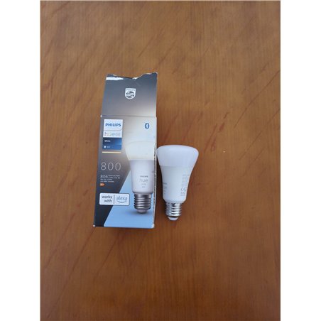Philips Hue - Bombilla led inteligente, casquillo E27, Luz cálida regulable, 9W - 800 lumens, Bluetooth, Compatible con Zigbee y
