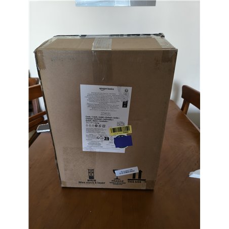 Amazon Basics Cubo de basura rectangular pequeño antimanchas con pedal suave, baño, dormitorio o salón, acero inoxidable cepilla