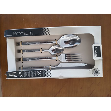 Amefa Karma Cutlery Set, Stainless Steel, Stainless Steel, 13,7 x 7 x 26 cm - 24 piezas