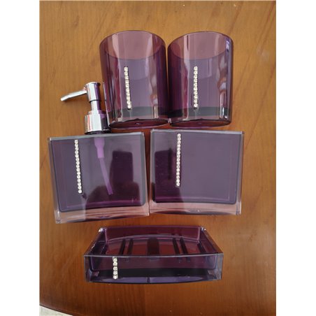 EBTOOLS - Juego de 5 Accesorios de baño de acrílico de Lujo con Vaso, Botella de Cepillo de Dientes, dispensador de jabón