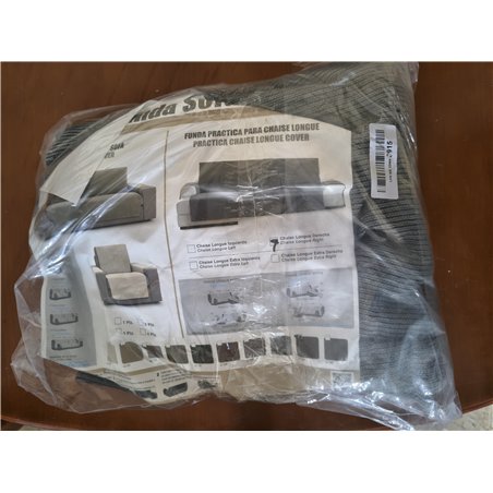 Eysa Italia Práctico protector de sofá con península, 240 cm, vista frontal derecha, color Rabat 6-gris oscuro