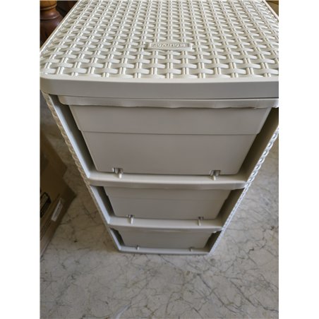 Curver - Cajonera Style con 3 cajones de 14 L, 37, 8 x 32, 8 x 59, 5, color blanco, Ordenación, Cajones en forma estantería